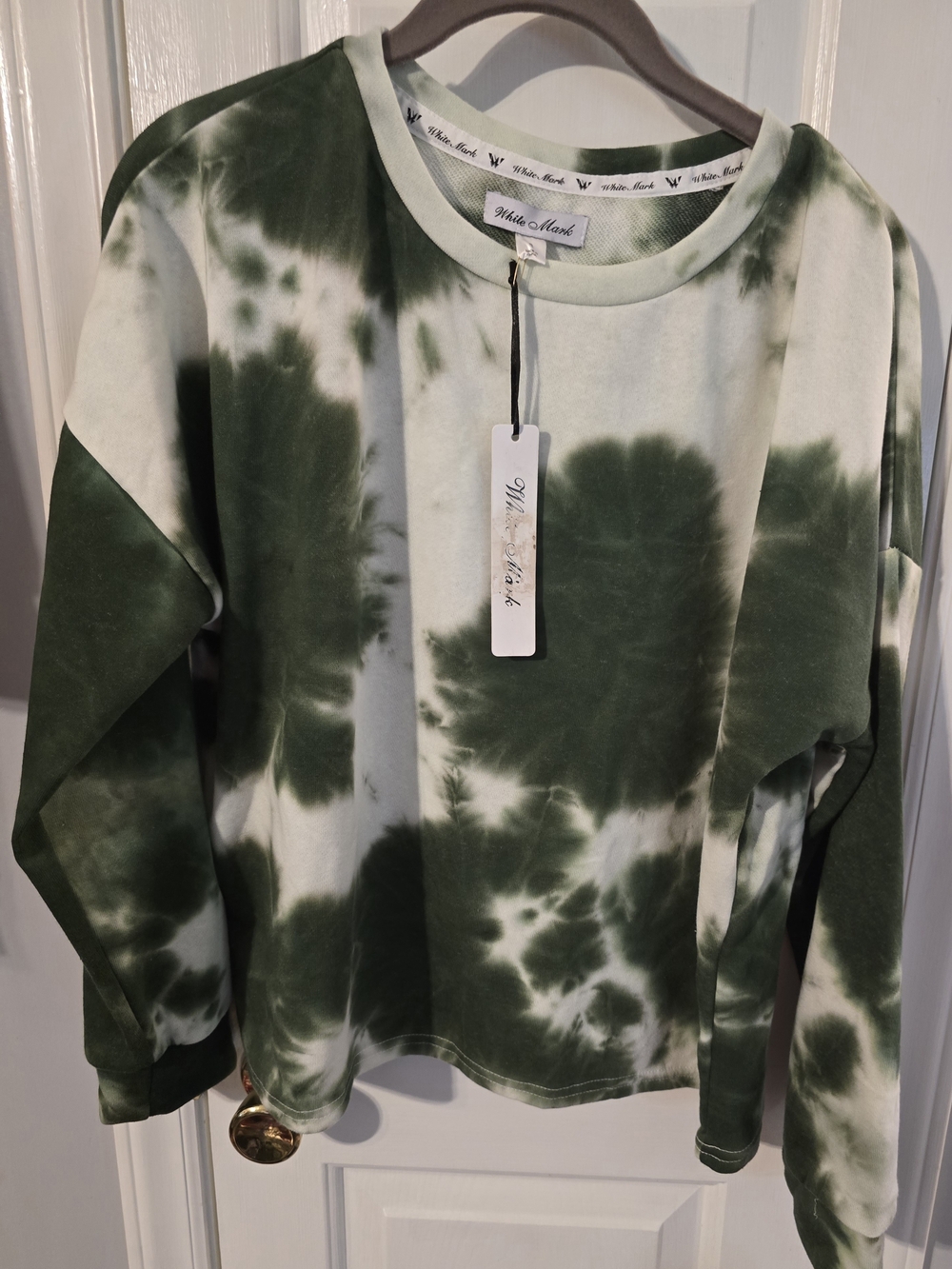 White Mark Olive & White Tie-Dye Sweatshirt